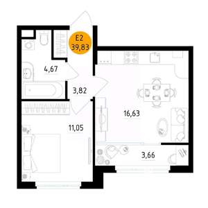 1-к квартира, вторичка, 40м2, 9/25 этаж