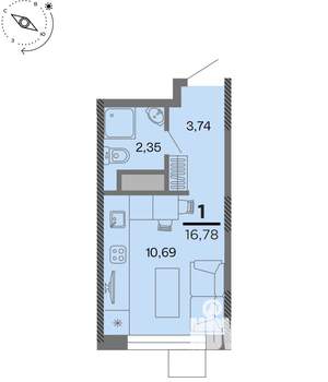 Студия квартира, вторичка, 17м2, 2/22 этаж
