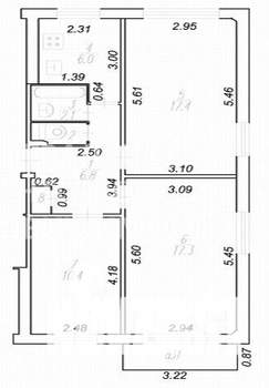 3-к квартира, вторичка, 62м2, 5/5 этаж