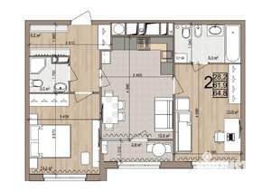 2-к квартира, вторичка, 65м2, 25/25 этаж