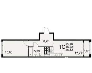 1-к квартира, вторичка, 45м2, 9/10 этаж