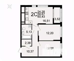 2-к квартира, вторичка, 60м2, 26/26 этаж