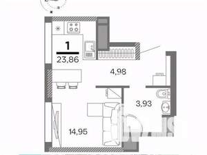 Студия квартира, вторичка, 24м2, 13/26 этаж
