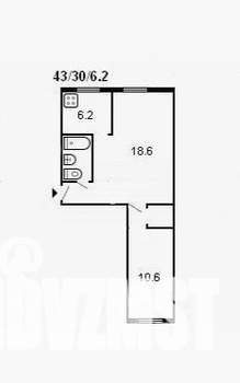 2-к квартира, вторичка, 45м2, 4/5 этаж