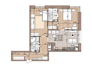 2-к квартира, вторичка, 74м2, 5/21 этаж
