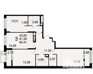 3-к квартира, вторичка, 81м2, 2/23 этаж