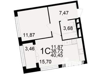 1-к квартира, вторичка, 39м2, 13/25 этаж