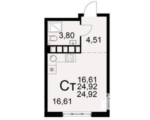 1-к квартира, вторичка, 25м2, 20/22 этаж