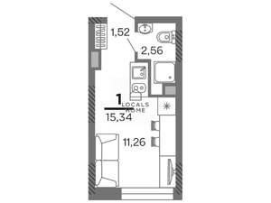 Студия квартира, вторичка, 15м2, 10/25 этаж