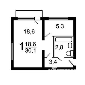 1-к квартира, вторичка, 31м2, 1/5 этаж