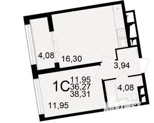 1-к квартира, вторичка, 36м2, 7/25 этаж