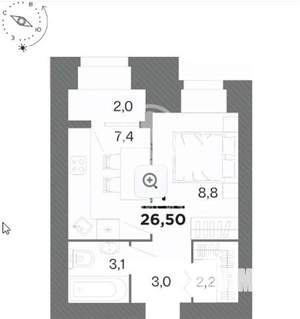 1-к квартира, строящийся дом, 27м2, 6/16 этаж
