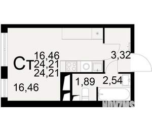1-к квартира, вторичка, 24м2, 6/25 этаж