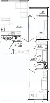 2-к квартира, вторичка, 69м2, 6/26 этаж
