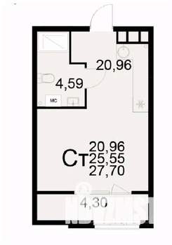 1-к квартира, вторичка, 28м2, 17/22 этаж