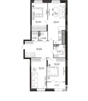 3-к квартира, вторичка, 101м2, 3/8 этаж