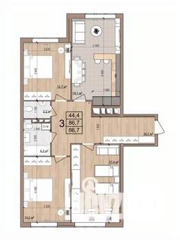 3-к квартира, вторичка, 87м2, 2/17 этаж