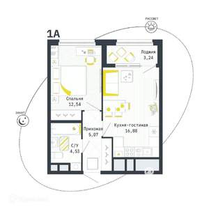 1-к квартира, вторичка, 41м2, 15/26 этаж