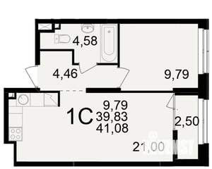 1-к квартира, вторичка, 40м2, 2/25 этаж
