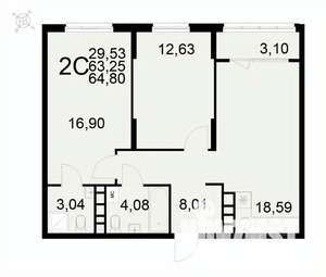 2-к квартира, вторичка, 65м2, 7/22 этаж