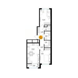 2-к квартира, вторичка, 60м2, 18/25 этаж