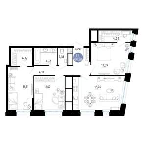 3-к квартира, вторичка, 81м2, 25/25 этаж