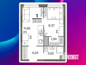 1-к квартира, вторичка, 30м2, 2/26 этаж