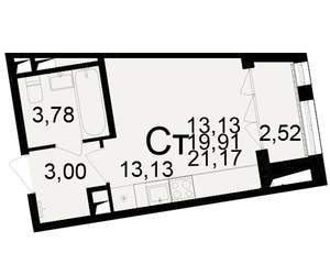1-к квартира, вторичка, 20м2, 2/25 этаж