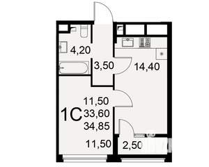 1-к квартира, вторичка, 34м2, 3/23 этаж