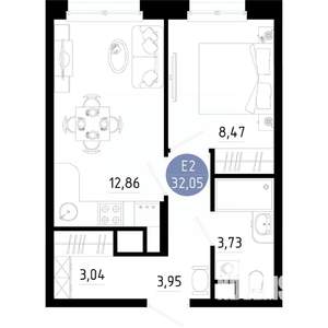 1-к квартира, вторичка, 32м2, 3/14 этаж