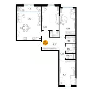 3-к квартира, вторичка, 101м2, 14/25 этаж