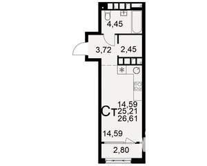 1-к квартира, вторичка, 25м2, 13/22 этаж