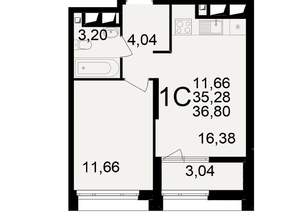1-к квартира, вторичка, 37м2, 25/25 этаж