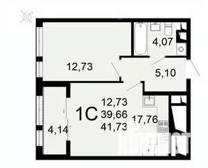 1-к квартира, вторичка, 42м2, 13/26 этаж