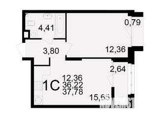 1-к квартира, вторичка, 36м2, 9/25 этаж