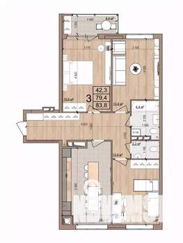 3-к квартира, вторичка, 84м2, 5/17 этаж