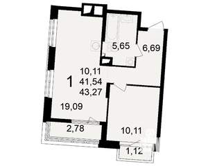 1-к квартира, вторичка, 42м2, 3/23 этаж