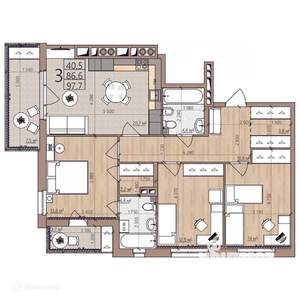 3-к квартира, вторичка, 98м2, 3/9 этаж