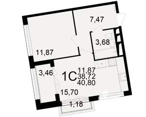 1-к квартира, вторичка, 39м2, 2/25 этаж