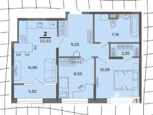 2-к квартира, вторичка, 56м2, 9/22 этаж