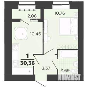 1-к квартира, строящийся дом, 30м2, 12/16 этаж