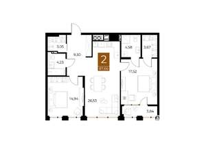 2-к квартира, вторичка, 88м2, 4/8 этаж