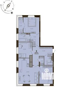 3-к квартира, вторичка, 106м2, 2/7 этаж
