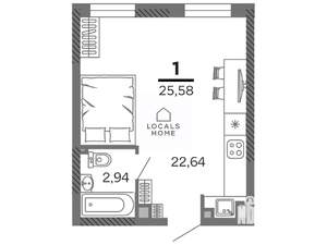 Студия квартира, вторичка, 26м2, 10/25 этаж