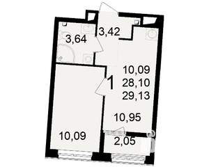 1-к квартира, вторичка, 28м2, 11/23 этаж