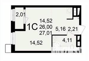 1-к квартира, вторичка, 28м2, 2/24 этаж
