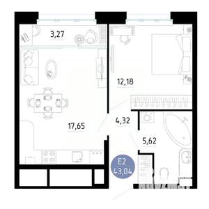 1-к квартира, вторичка, 43м2, 6/25 этаж