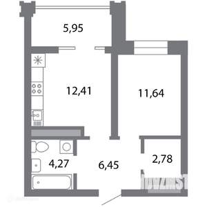 1-к квартира, вторичка, 41м2, 3/6 этаж