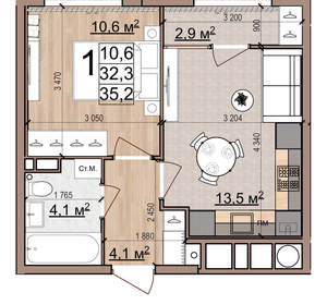 1-к квартира, вторичка, 35м2, 11/25 этаж