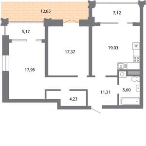 2-к квартира, строящийся дом, 85м2, 1/5 этаж